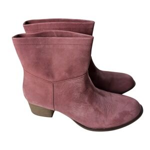 J Jill Shelley Ankle Booties Womens Sz 11M Deep Wine Leather Stacked Heel Boots